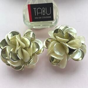 Vintage 1980's GLAMOUR Gold & Pearl Large Clusters Clip On Earrings